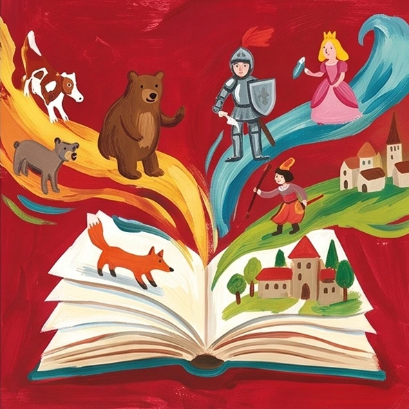 Illustration d'un livre avec des histoires pour enfants