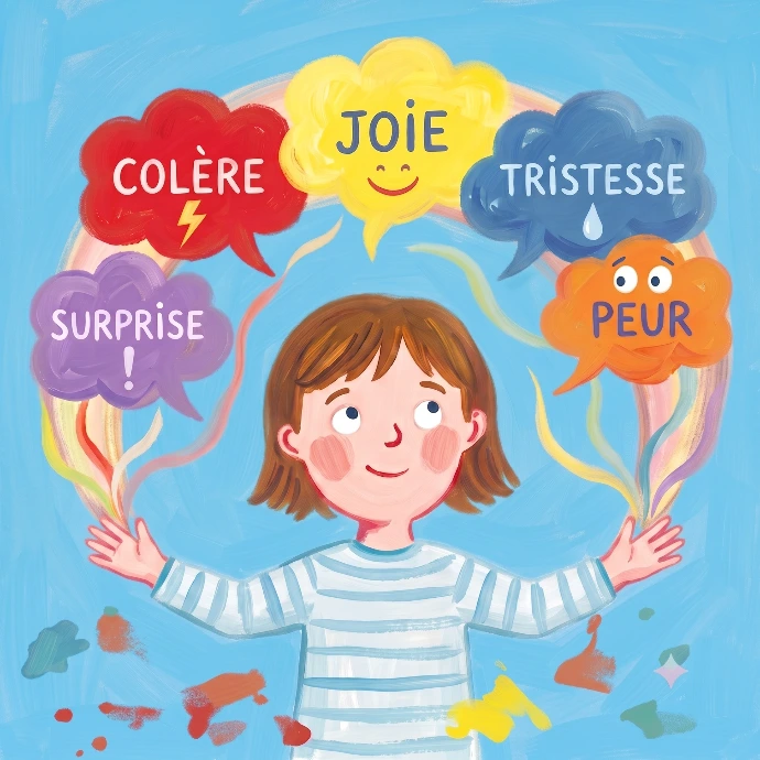 Illustration d'un enfant qui nomme les émotions